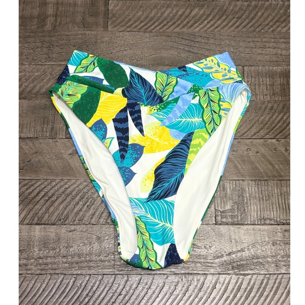 Aerie NWT High Waisted High Cut Cheeky Bikini Bottoms Tropical Leaf Medium